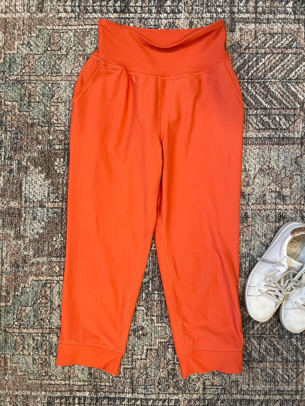Old Navy Powersoft Joggers Medium Orange High Rise Pull On Lounge Athletic Pants